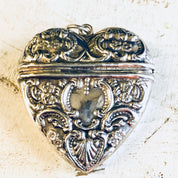 Vintage Silver Locket, Heart Locket, Vintage Pendant, Necklace, Sterling Silver, Heart Container, Pendant Container, Large Pendant, Heart
