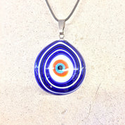 Evil Eye Necklace, Evil Eye Pendant, Vintage Evil Eye, Glass Pendant, Blue, Red, White, Vintage Necklace, Vintage Jewelry, Evil Eye