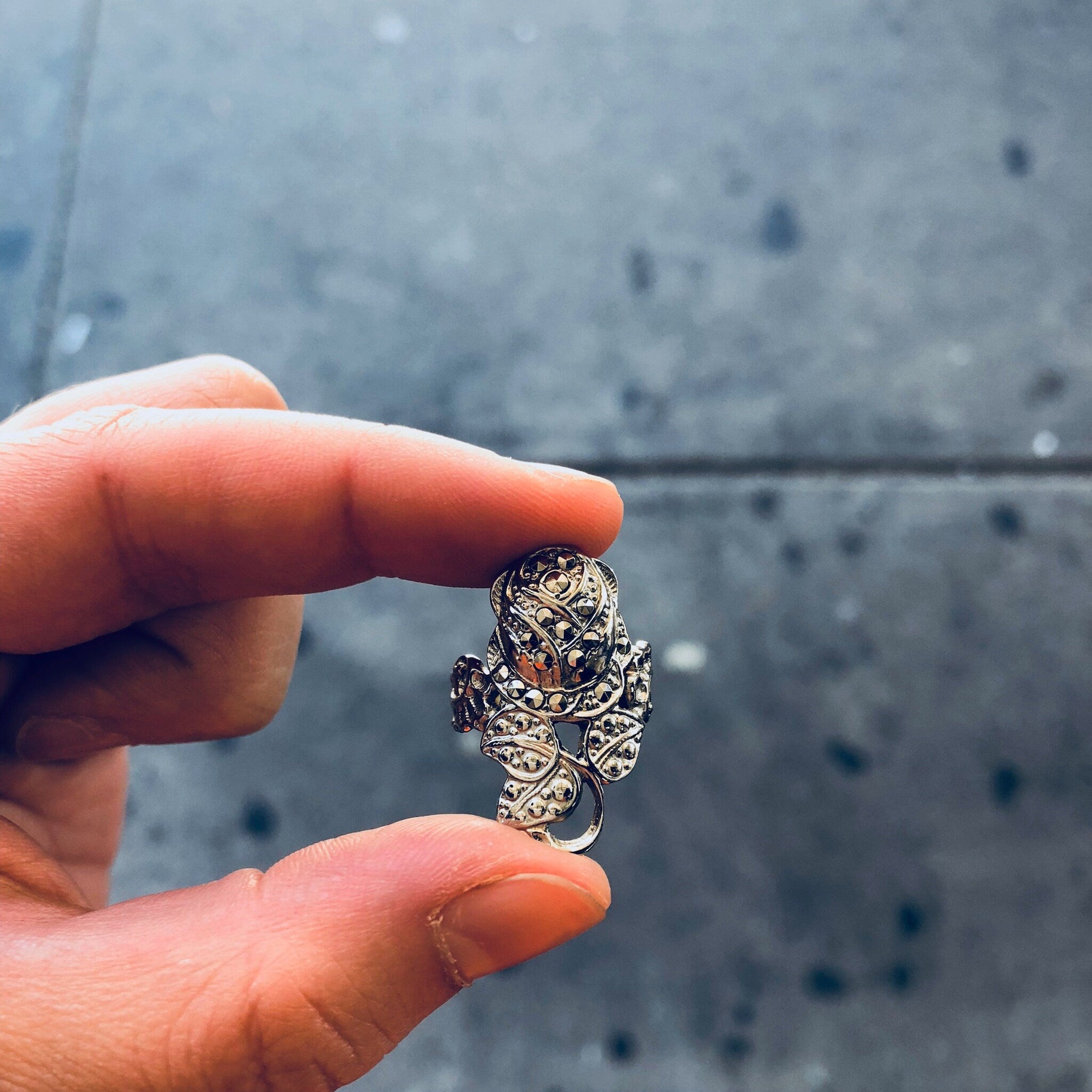 Vintage Silver Ring, Rose Ring, Marcasite Jewelry, Sterling Silver, Vintage Jewelry, Marcasite, Flower Ring, Floral Jewelry, Vintage Ring