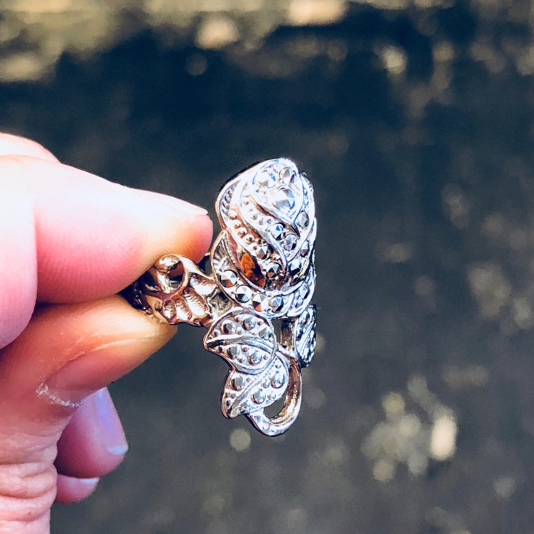 Vintage Silver Ring, Rose Ring, Marcasite Jewelry, Sterling Silver, Vintage Jewelry, Marcasite, Flower Ring, Floral Jewelry, Vintage Ring