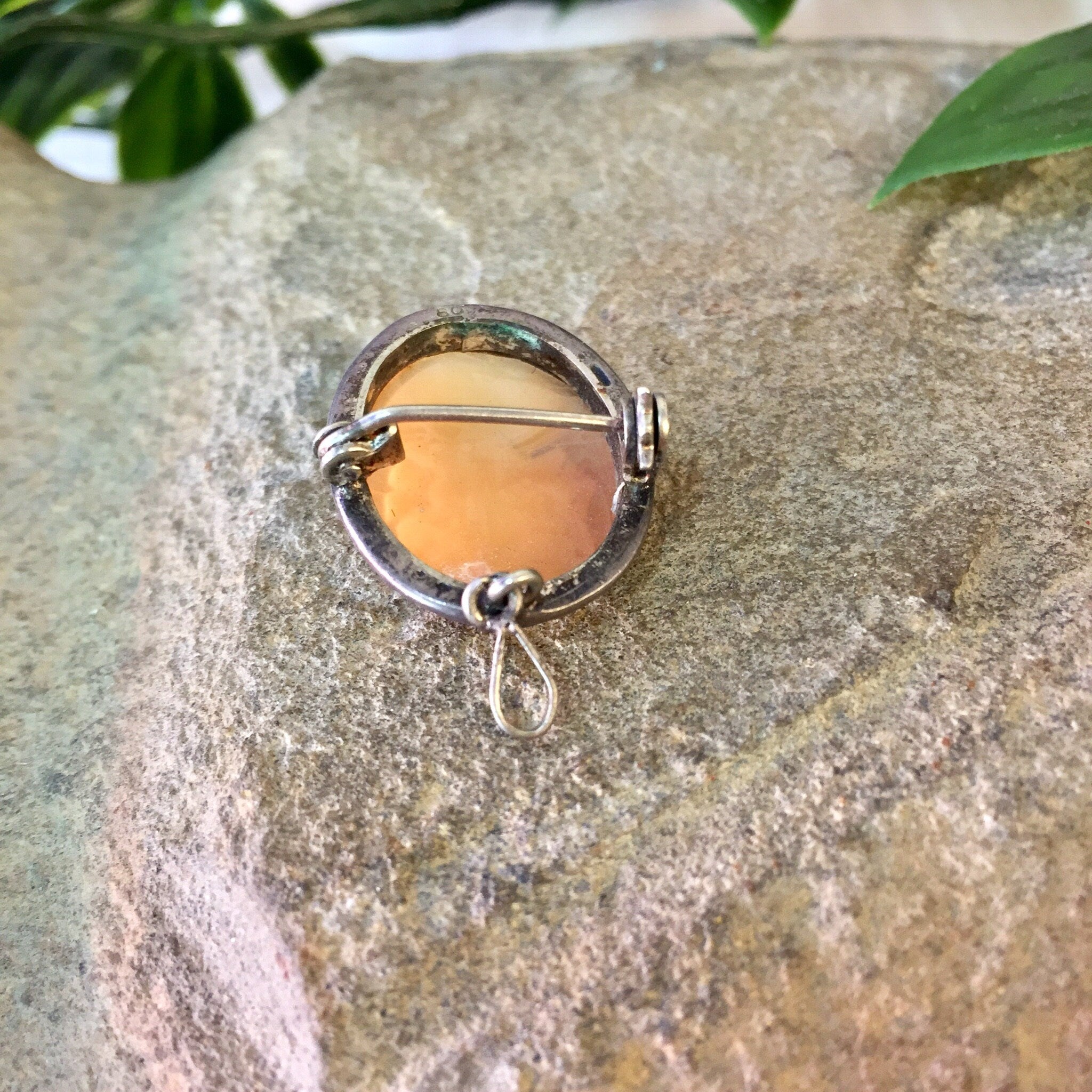 Vintage Cameo, Cameo Brooch, Cameo Pendant, Vintage Necklace, Vintage Jewelry, Sterling Silver, Victorian Jewelry, Cameo Pin, Orange, White