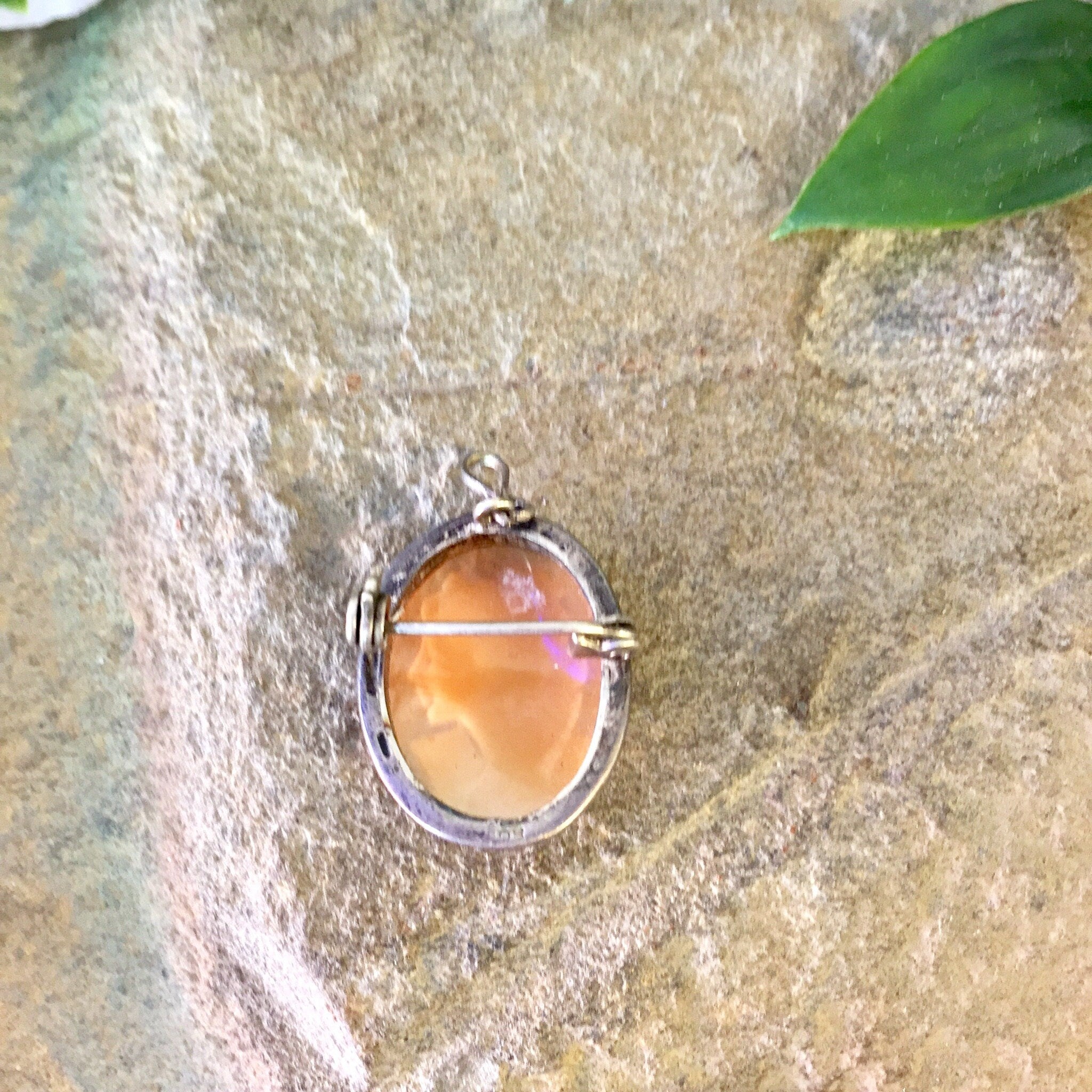 Vintage Cameo, Cameo Brooch, Cameo Pendant, Vintage Necklace, Vintage Jewelry, Sterling Silver, Victorian Jewelry, Cameo Pin, Orange, White