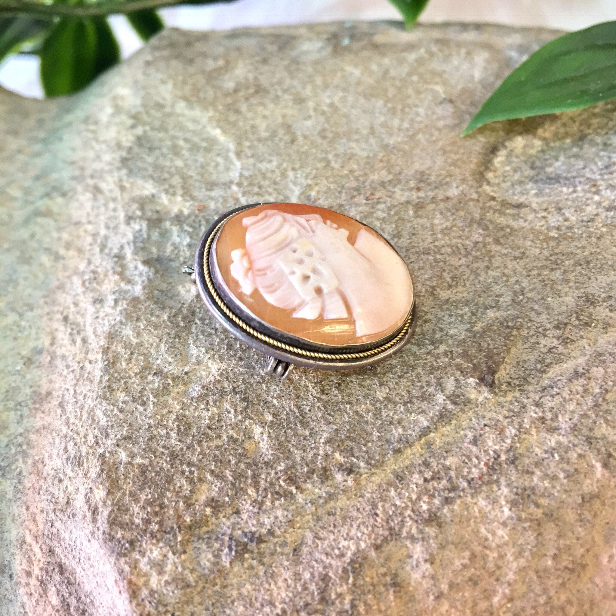 Vintage Cameo, Cameo Brooch, Cameo Pendant, Vintage Necklace, Vintage Jewelry, Sterling Silver, Victorian Jewelry, Cameo Pin, Orange, White