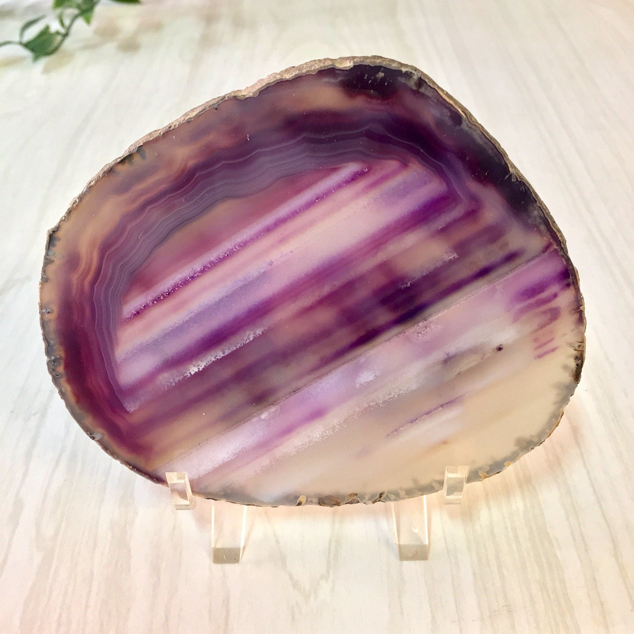 Purple Agate Geode, Display Geode, Rock, Purple, Grey, Display Stand, Vintage Home Decor, Nature, Agate, Geode, Slab Display Geode, Mantle