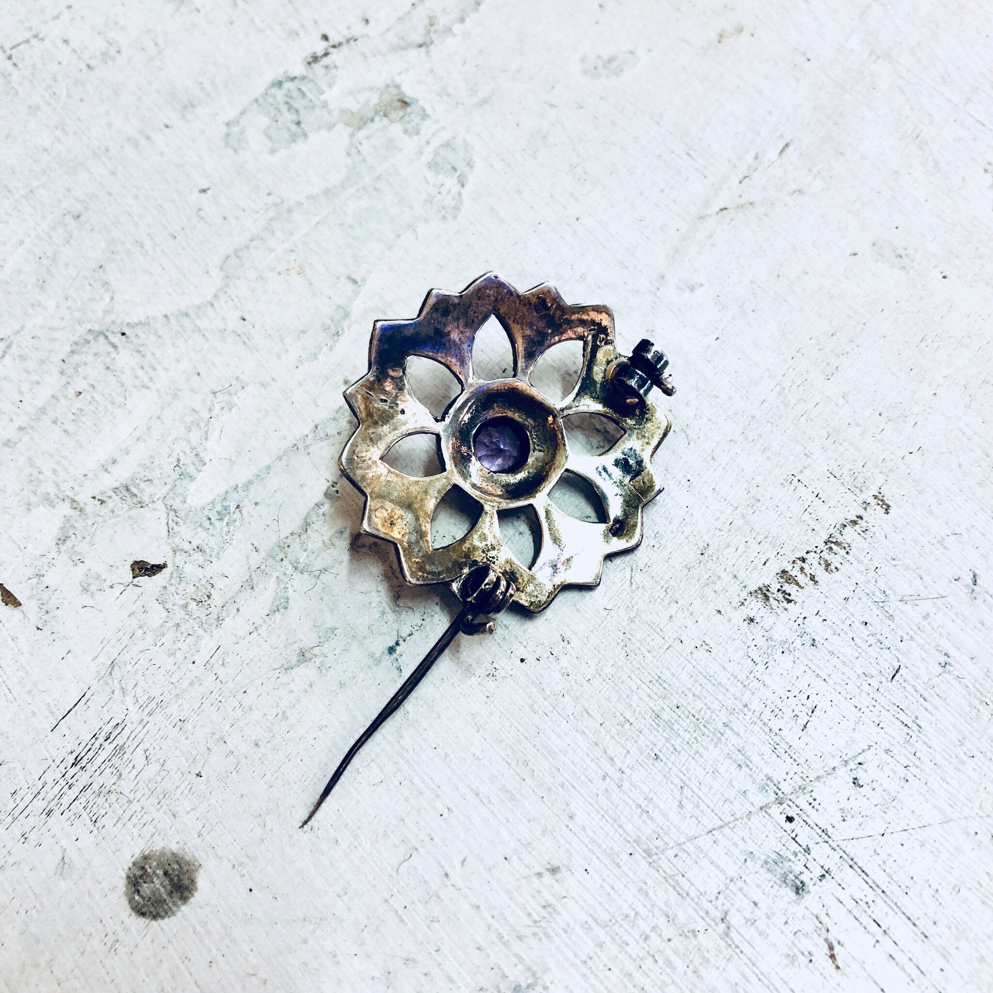 Vintage Silver Brooch, Amethyst Brooch, Marcasite Jewelry, Sterling Silver, Vintage Jewelry, Vintage Pin, Purple Pin, Starburst, Star Shape