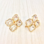 Vintage Clip On Earrings, Costume Jewelry, Vintage Jewelry, Statement Jewelry, Vintage Earrings, Gold Toned Jewelry, Fake Diamond Earrings