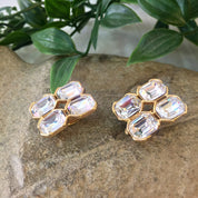 Vintage Clip On Earrings, Costume Jewelry, Vintage Jewelry, Statement Jewelry, Vintage Earrings, Gold Toned Jewelry, Fake Diamond Earrings