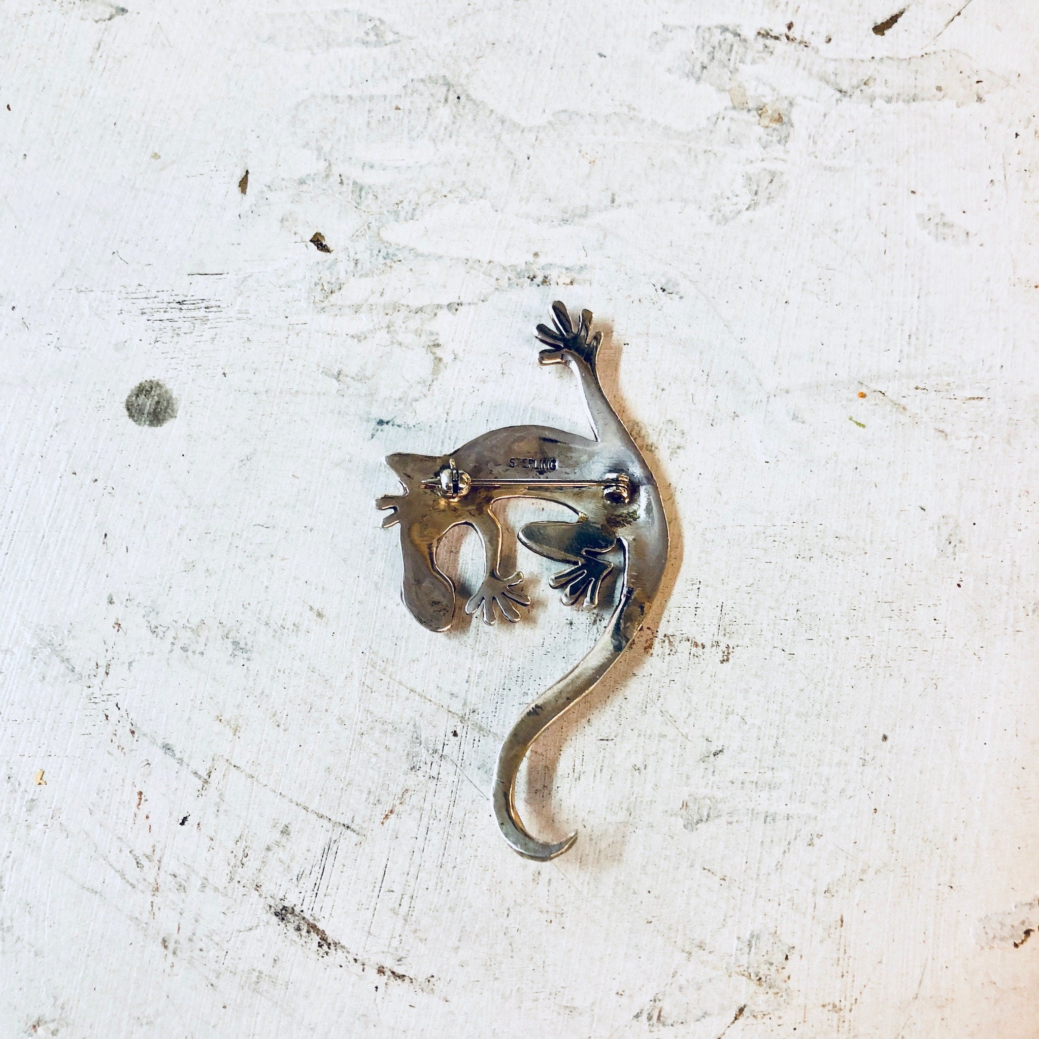 Vintage Silver Brooch, Lizard Brooch, Vintage Pin, Sterling Silver, Statement Jewelry, Animal Jewelry, Salamander, Vintage Jewelry, Reptile