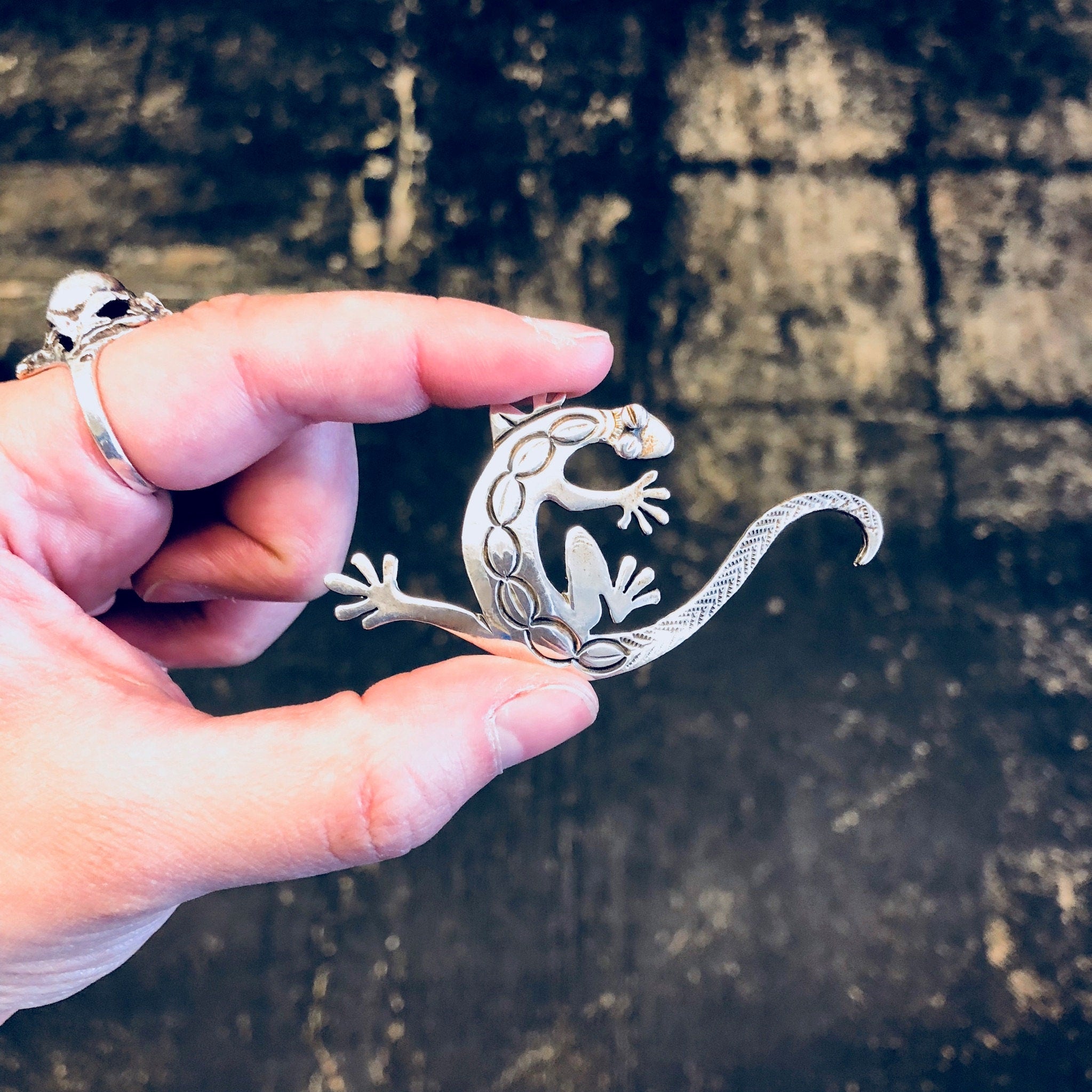 Vintage Silver Brooch, Lizard Brooch, Vintage Pin, Sterling Silver, Statement Jewelry, Animal Jewelry, Salamander, Vintage Jewelry, Reptile