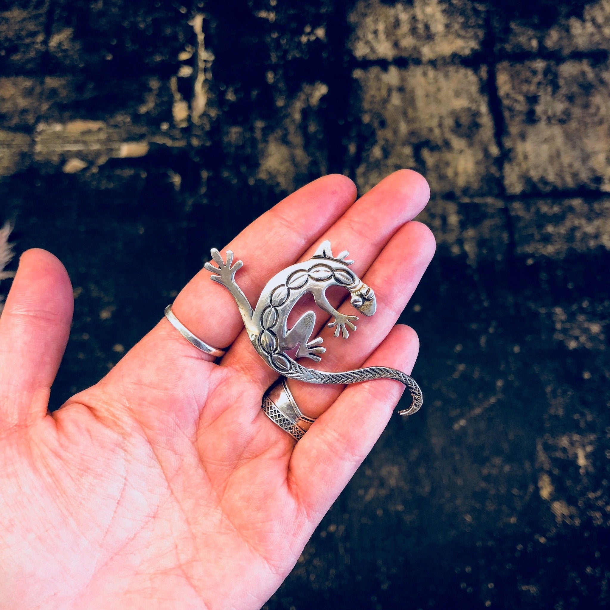 Vintage Silver Brooch, Lizard Brooch, Vintage Pin, Sterling Silver, Statement Jewelry, Animal Jewelry, Salamander, Vintage Jewelry, Reptile