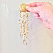 Vintage Clip On Earrings, Gold Toned Earrings, Costume Jewelry, Vintage Jewelry, Statement Jewelry, Dangle Earrings, Long Earrings, Clip Ons