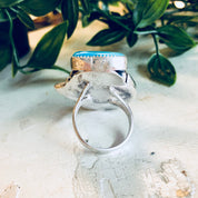 Vintage Silver Ring, Turquoise Ring, Horn Ring, Southwestern Jewelry, Sterling Silver, Vintage Jewelry, Large Ring, Statement Jewelry, Blue