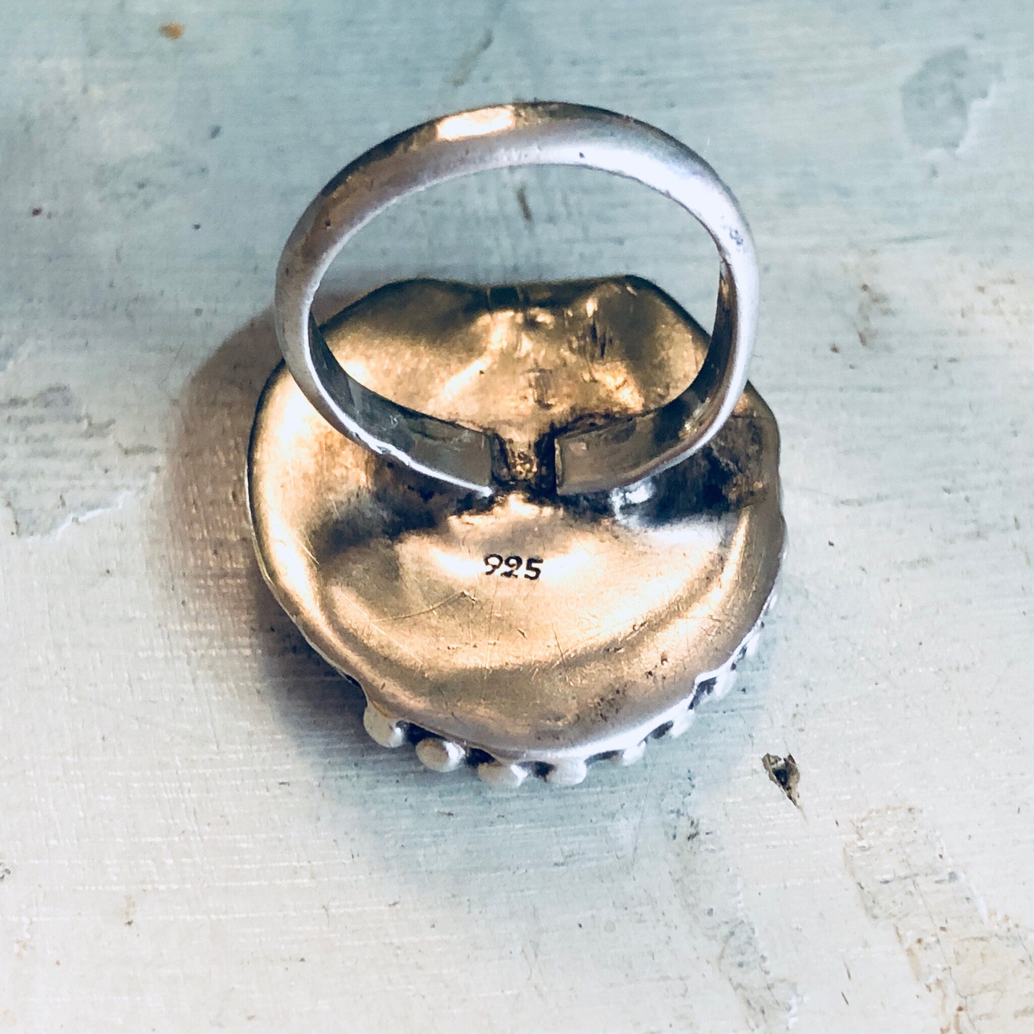 Southwestern Native American Ring, Vintage Natural Stone, Sterling Silver Jewelry,
