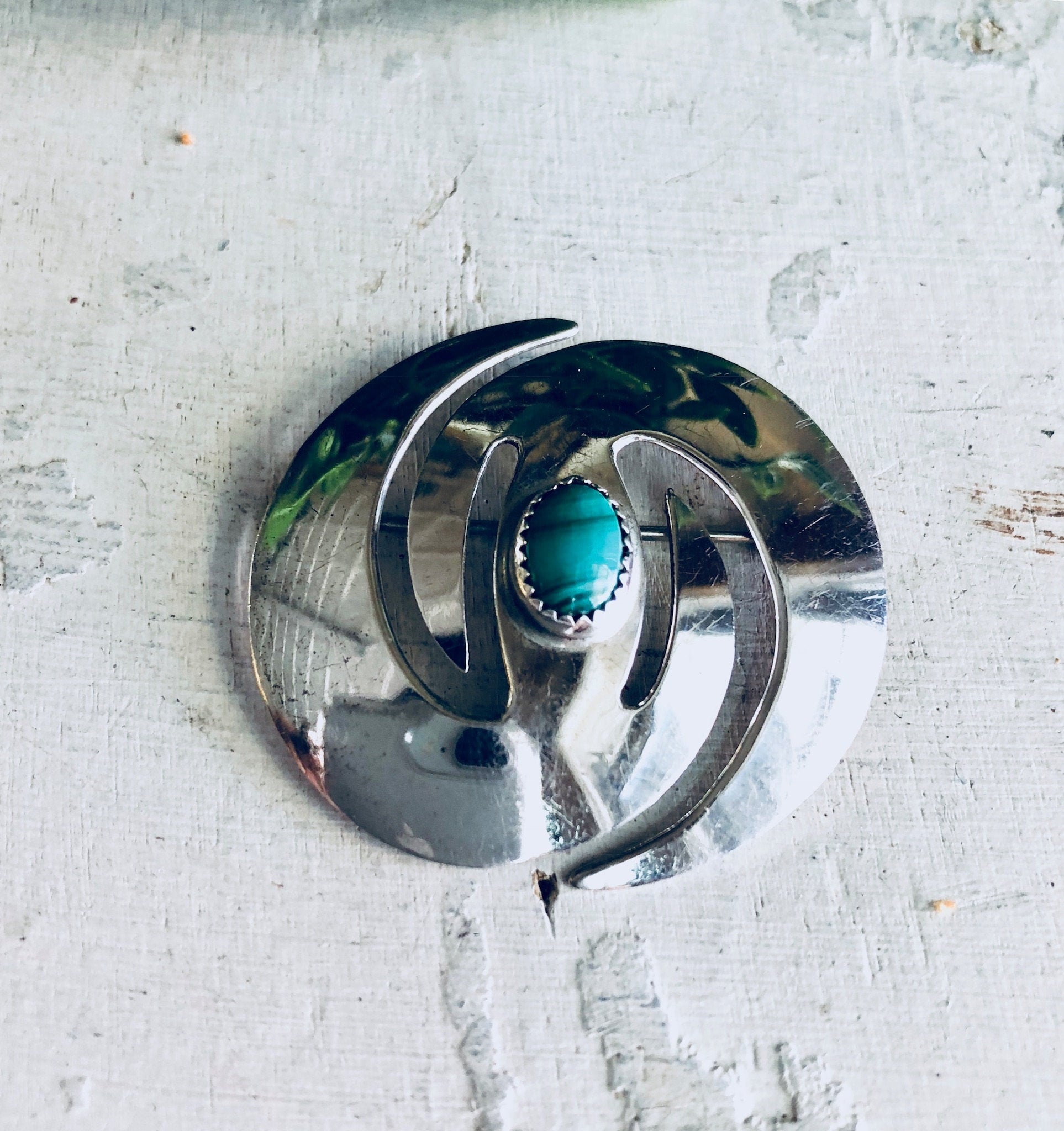 Vintage Silver Brooch, Malachite Brooch, Sterling Silver, Vintage Jewelry, Green Malachite, Striped stone, Vintage Pin, Green Jewelry, Pin