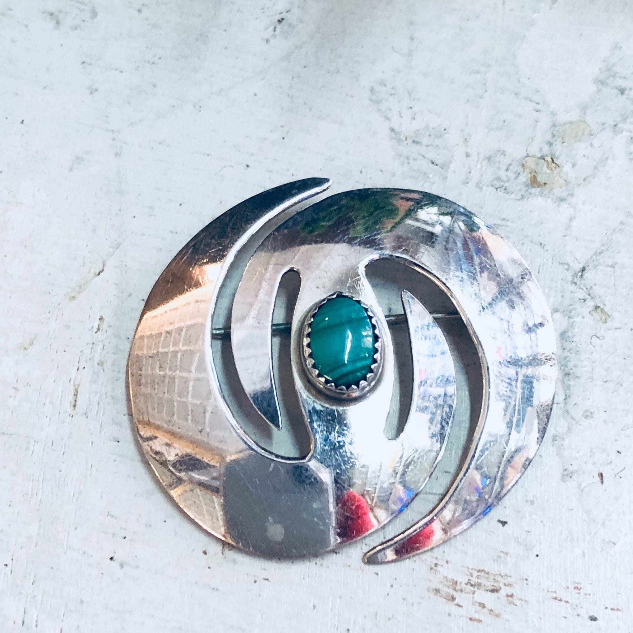 Vintage Silver Brooch, Malachite Brooch, Sterling Silver, Vintage Jewelry, Green Malachite, Striped stone, Vintage Pin, Green Jewelry, Pin