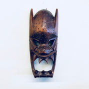 Wood Carved Mask, Vintage Mask, Wooden Mask, Hand Carved Wood, Vintage Home Decor, Wall Decor, Primitive Decor, Wall Hanging, Brown, Carved