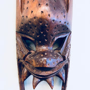 Wood Carved Mask, Vintage Mask, Wooden Mask, Hand Carved Wood, Vintage Home Decor, Wall Decor, Primitive Decor, Wall Hanging, Brown, Carved