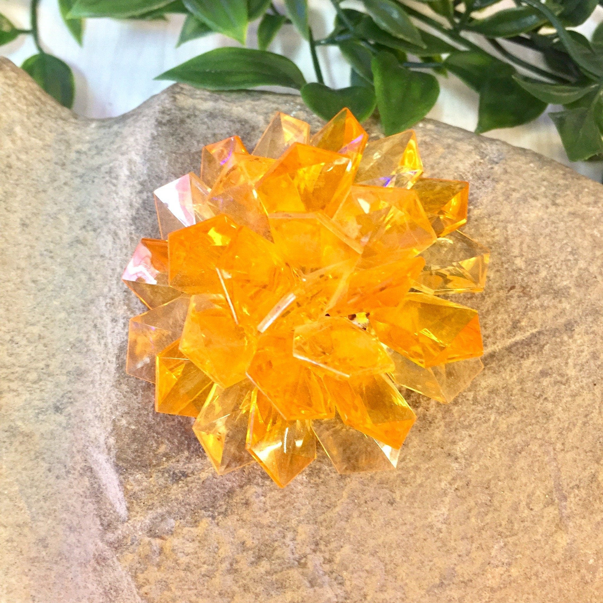 Vintage Brooch, Costume Jewelry, Orange Brooch, Large Brooch, Vintage Jewelry, Vintage Pin, Sunburst Brooch, Mother's Day Gift, Gift for Mom