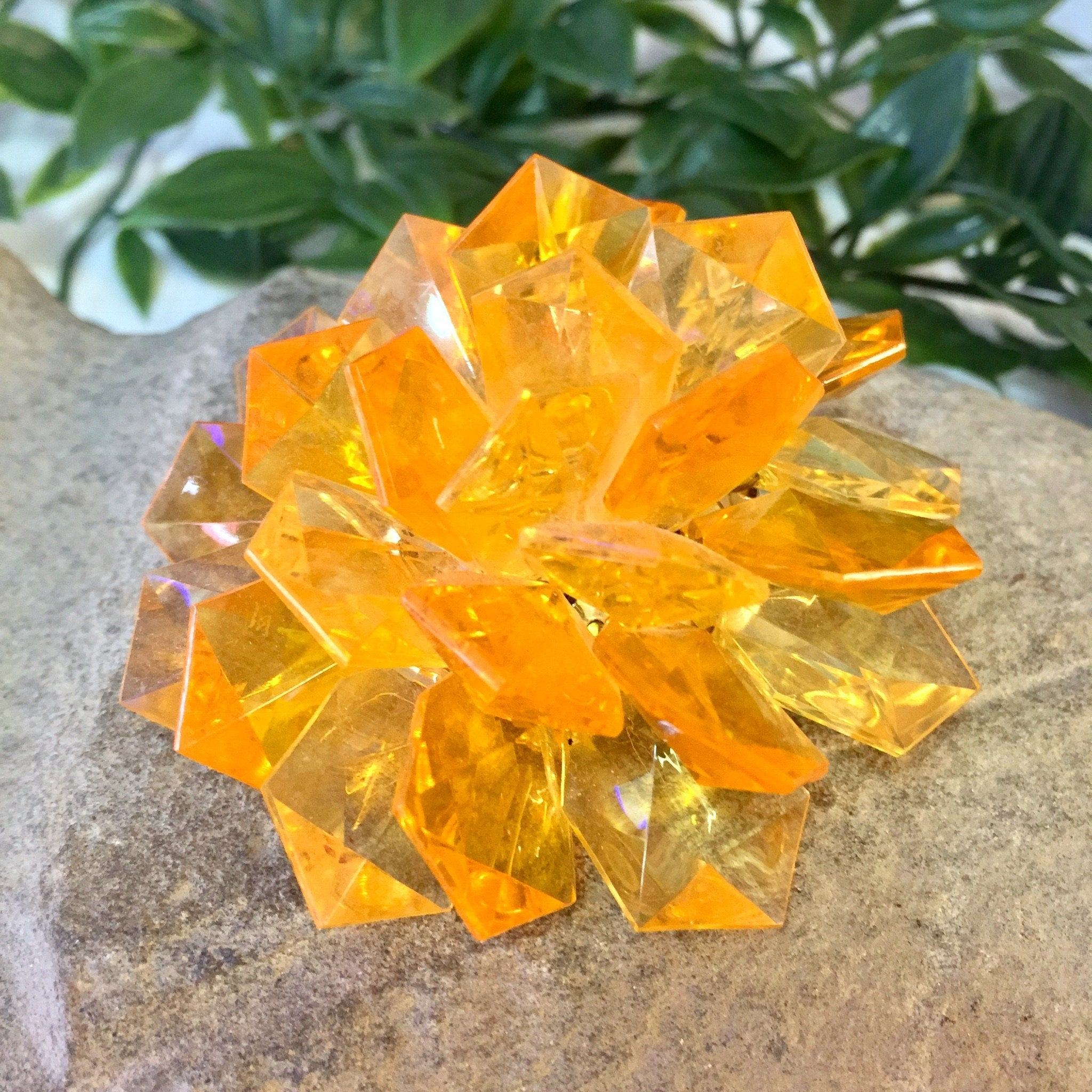 Vintage Brooch, Costume Jewelry, Orange Brooch, Large Brooch, Vintage Jewelry, Vintage Pin, Sunburst Brooch, Mother's Day Gift, Gift for Mom