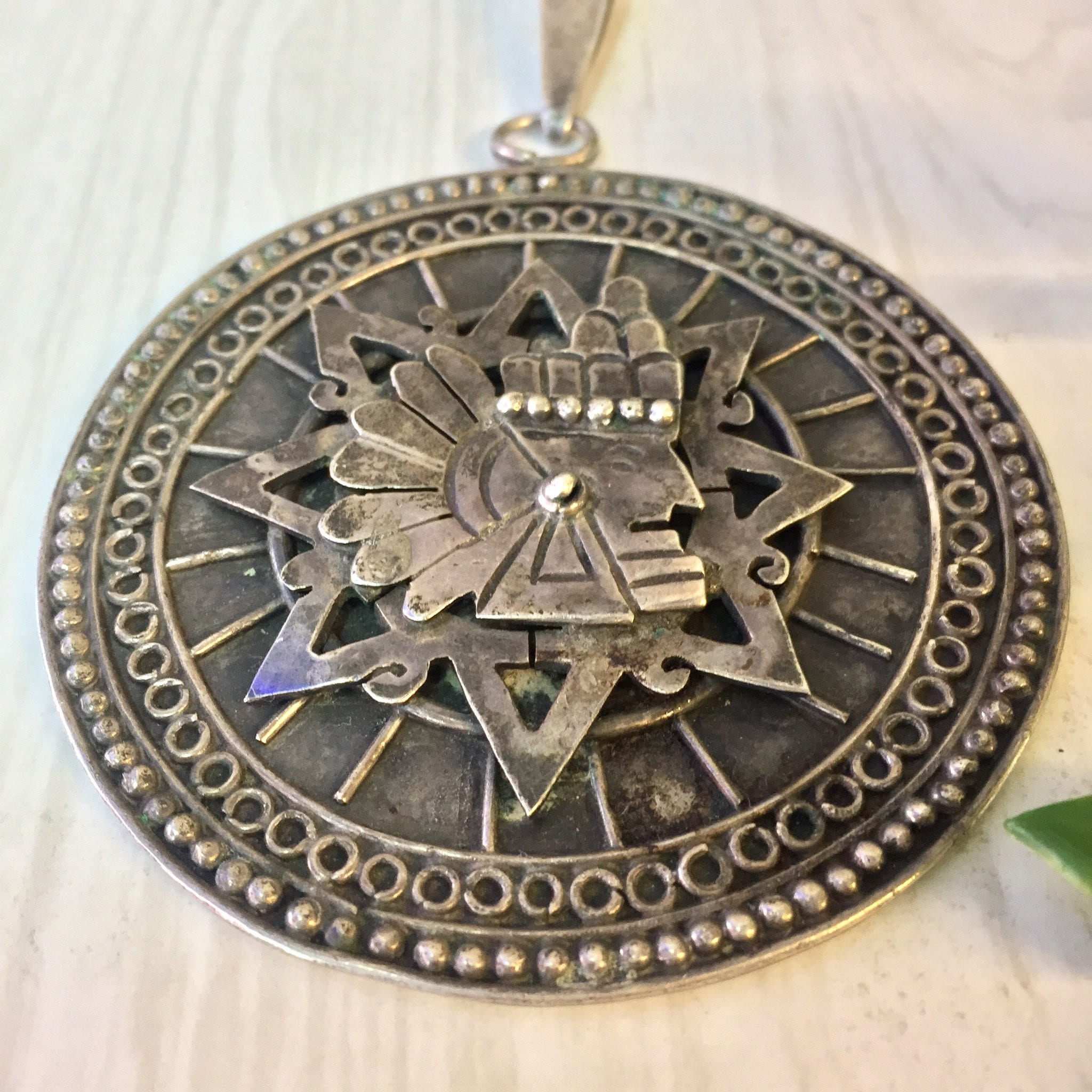 Large Taxco Pendant, Sterling Silver, Taxco Jewelry, Vintage Jewelry, Aztec Necklace, Vintage Necklace, Vintage Pendant,Taxco,Silver Pendant