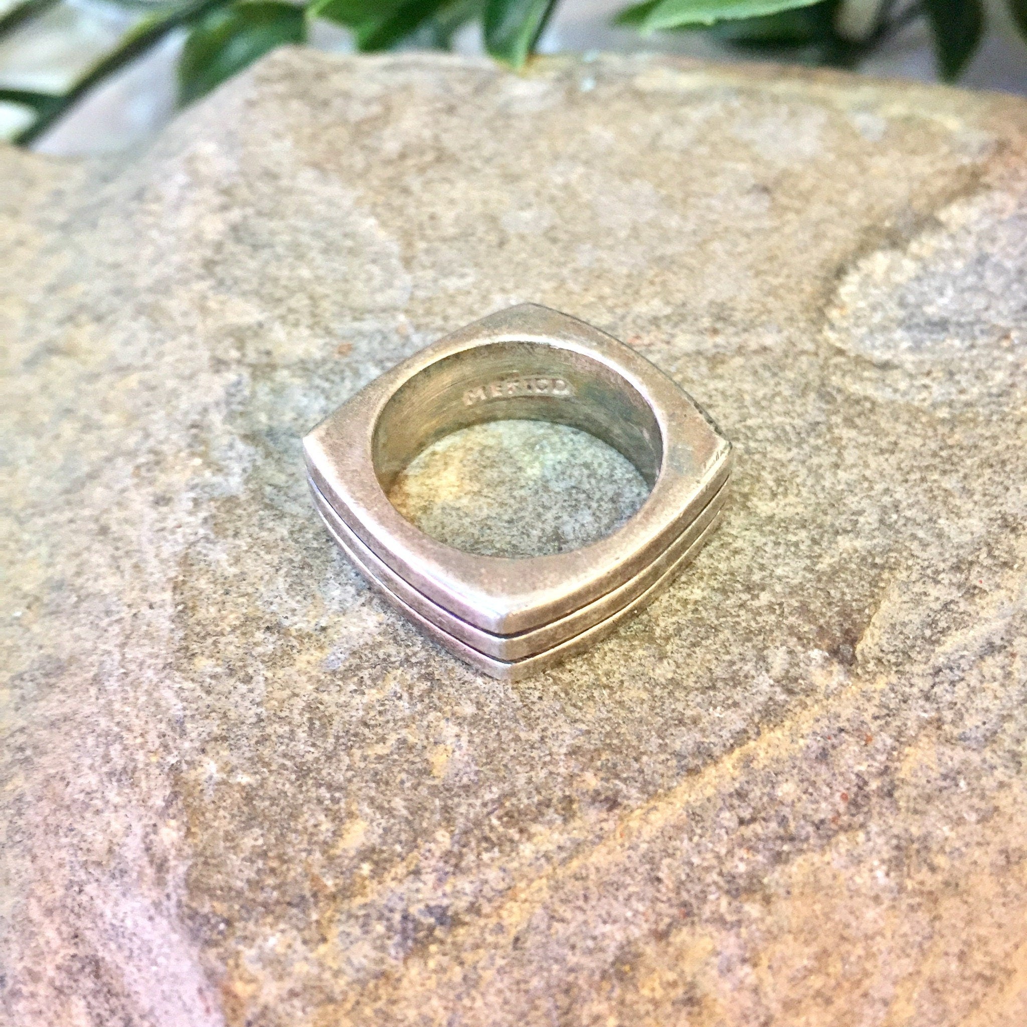 Vintage Silver Ring, Square Ring, Sterling Silver, Vintage Jewelry, Made in Mexico, Ridge Ring, 925, Gift for Mom, Mother's Day Gift,