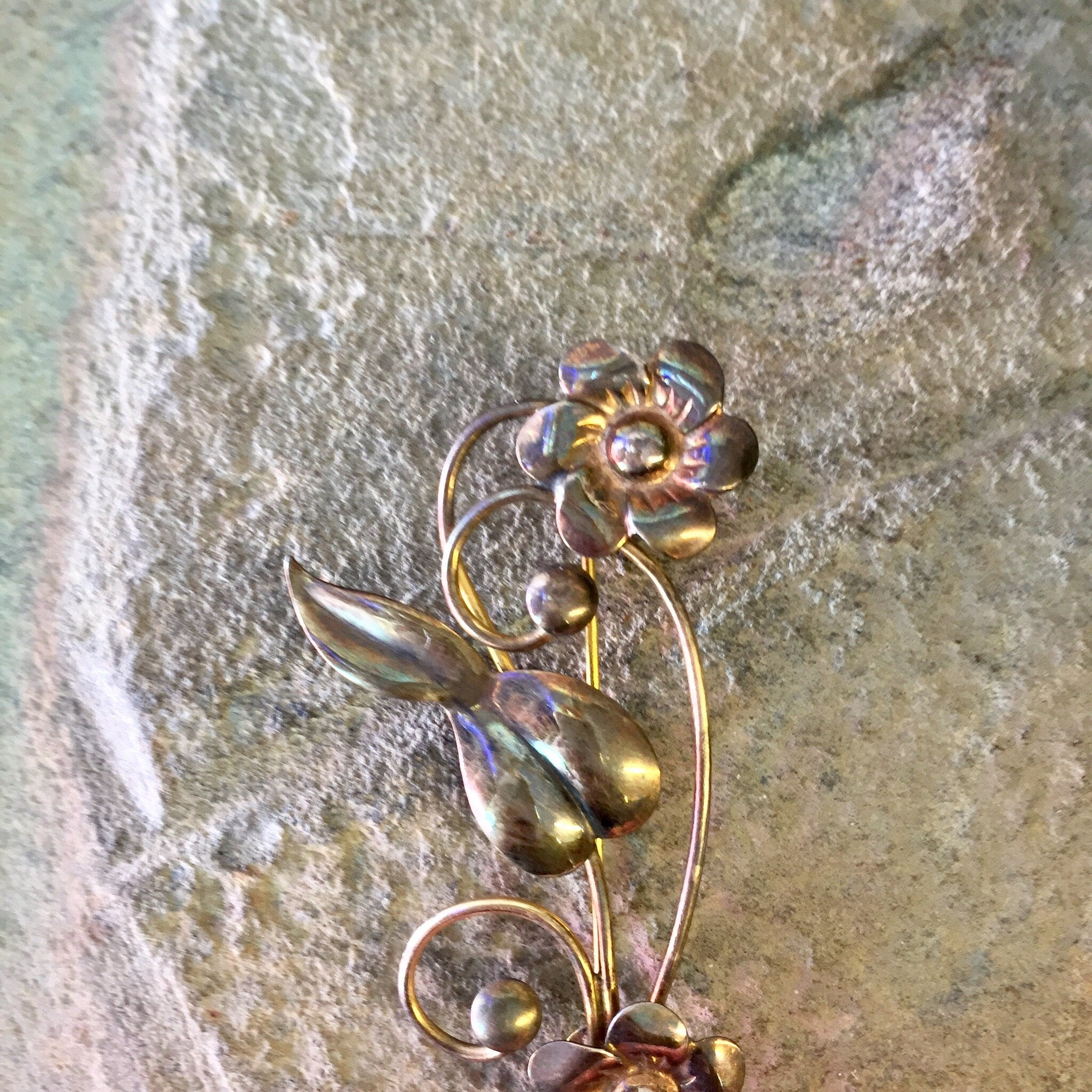 Vintage Silver Brooch, Gold Filled Brooch, Flower Brooch, Floral Jewelry, Two Flowers, Vintage Jewelry, Sterling Silver, Vintage Pin, Brooch