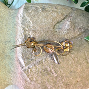 Vintage Silver Brooch, Gold Filled Brooch, Flower Brooch, Floral Jewelry, Two Flowers, Vintage Jewelry, Sterling Silver, Vintage Pin, Brooch