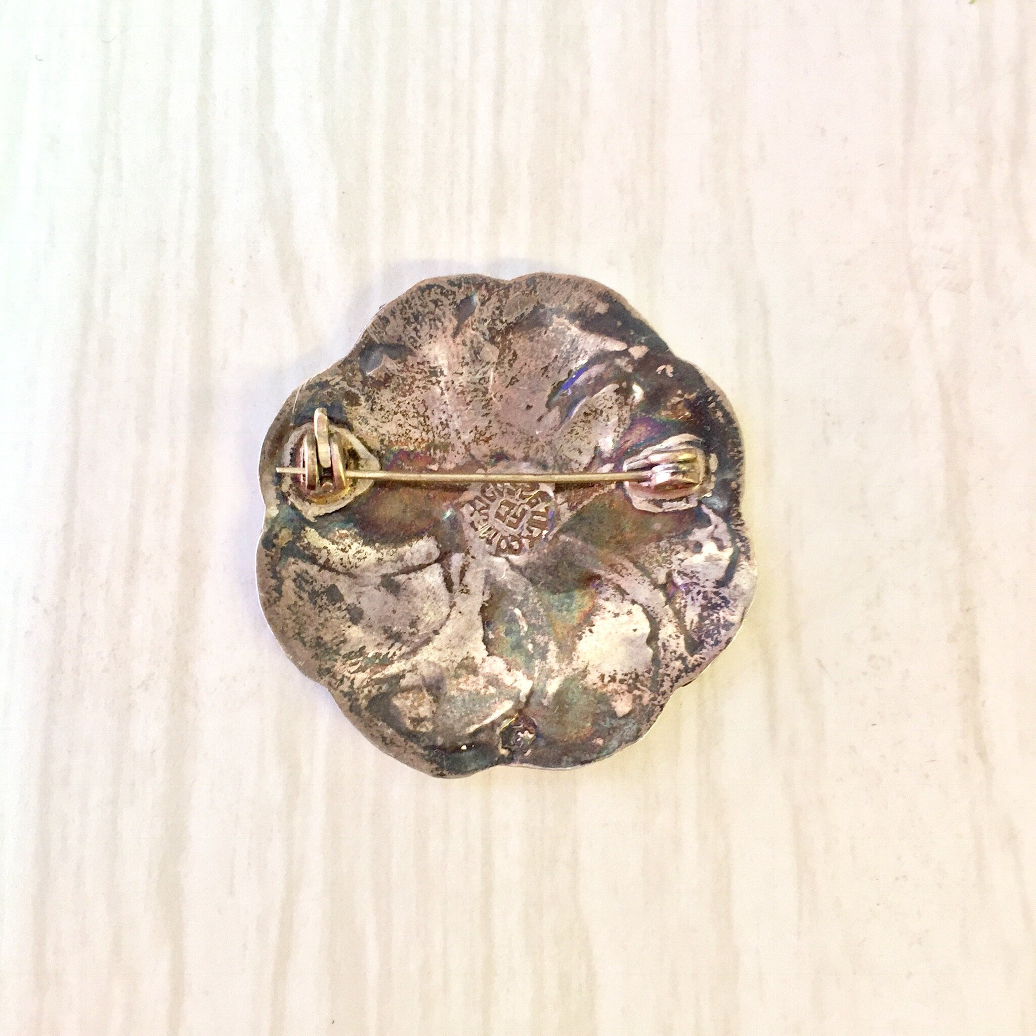 Vintage Silver Brooch, Abalone Brooch, Sterling Silver, Vintage Jewelry, Abalone and Silver, Spiral Brooch, Round Brooch, Purple, Blue,Green