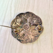 Vintage Silver Brooch, Abalone Brooch, Sterling Silver, Vintage Jewelry, Abalone and Silver, Spiral Brooch, Round Brooch, Purple, Blue,Green