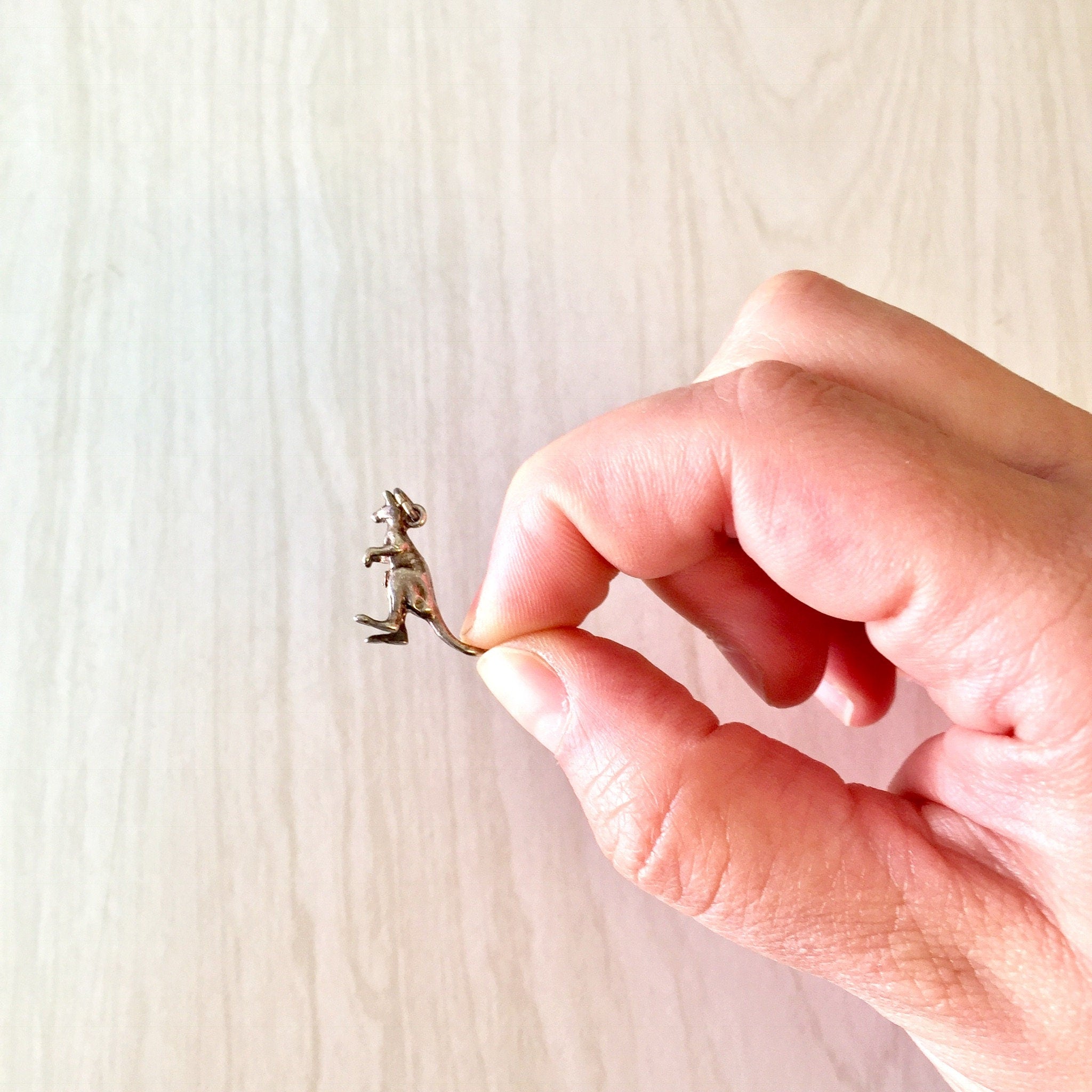 Vintage Silver Pendant, Small Pendant, Silver Charm, Kangaroo Pendant, Kangaroo Charm, Animal Jewelry, Vintage Charm, Charm Necklace, Roo