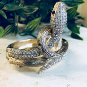 Snake Bracelet, Vintage Bracelet, Hinged Bracelet, Rhinestone Jewelry, Cuff, Gold Toned Jewelry, Vintage Jewelry, Costume Jewelry, Snake
