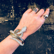 Snake Bracelet, Vintage Bracelet, Hinged Bracelet, Rhinestone Jewelry, Cuff, Gold Toned Jewelry, Vintage Jewelry, Costume Jewelry, Snake
