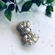 Vintage Brooch, Sterling Silver, Pearl Brooch, Bow Brooch, Bowtie, Vintage Jewelry, Faux Pearls, Made in France, Beaded Jewelry, Bow, Pin
