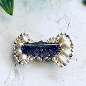 Vintage Brooch, Sterling Silver, Pearl Brooch, Bow Brooch, Bowtie, Vintage Jewelry, Faux Pearls, Made in France, Beaded Jewelry, Bow, Pin