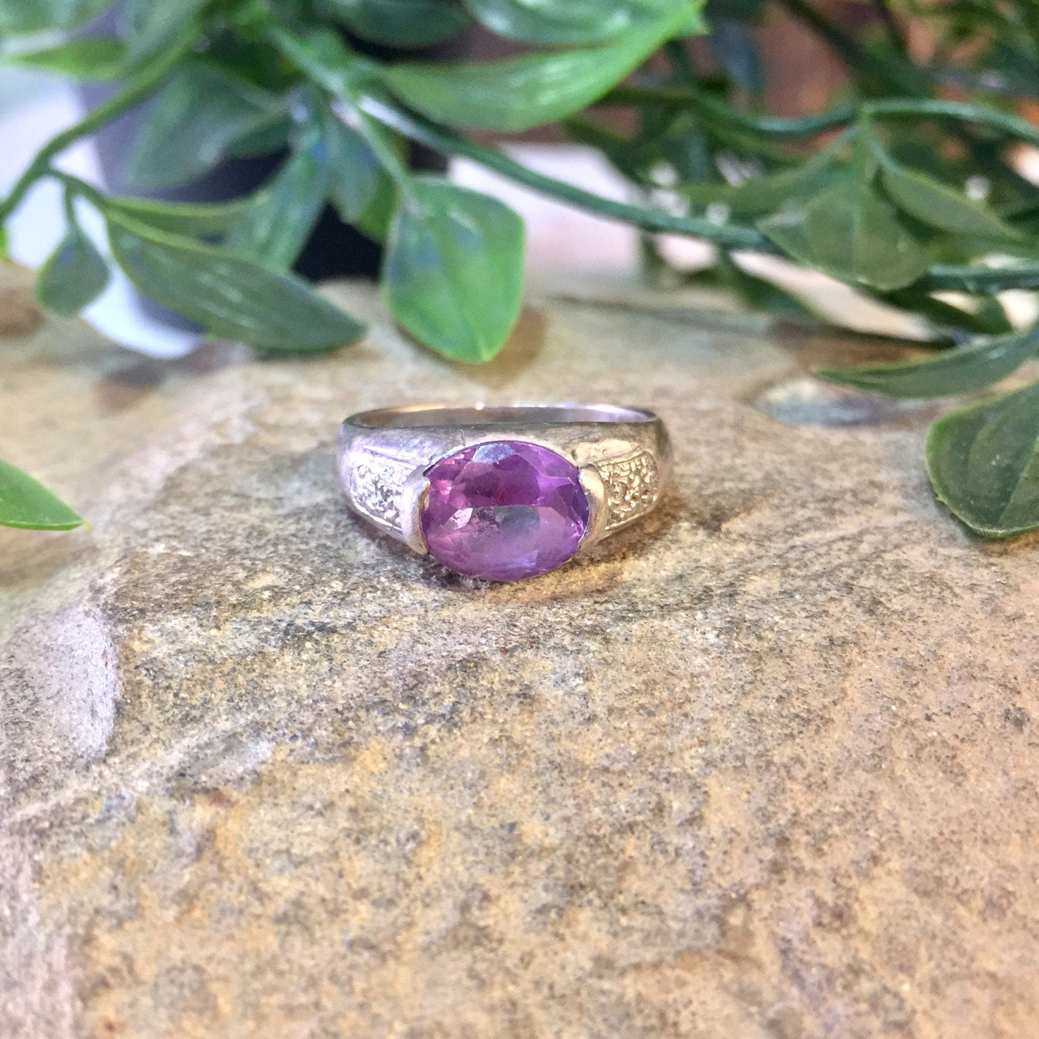 Vintage Silver Ring, Sterling Silver, Vintage Jewelry, Purple Stone, Pink Stone, Gemstone Jewelry, Statement Ring, Gift for Mom, Purple