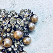 Vintage Brooch, Rhinestone Jewelry, Vintage Jewelry, Faux Pearls, Costume Jewelry, Statement Jewelry, Rhinestones, Vintage Pin, Art Deco