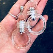 Vintage Earrings, Lucite Earrings, Plastic Earrings, Retro Jewelry, Vintage Jewelry, Pierced Ears, 1960s fashion, Fashion Earrings, Circles
