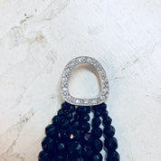 Kenneth Jay Lane, KJL Choker, KJL For Avon, Panther Necklace, Rhinestones, Multistranded Necklace, Beaded Necklace, Torsade Necklace, Black