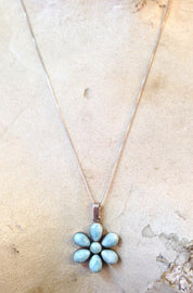 Vintage Pendant, Sterling Silver, Larimar Pendant, Larimar Jewelry, Light Blue, White, Flower Pendant, Flower, Larimar, Vintage Jewelry