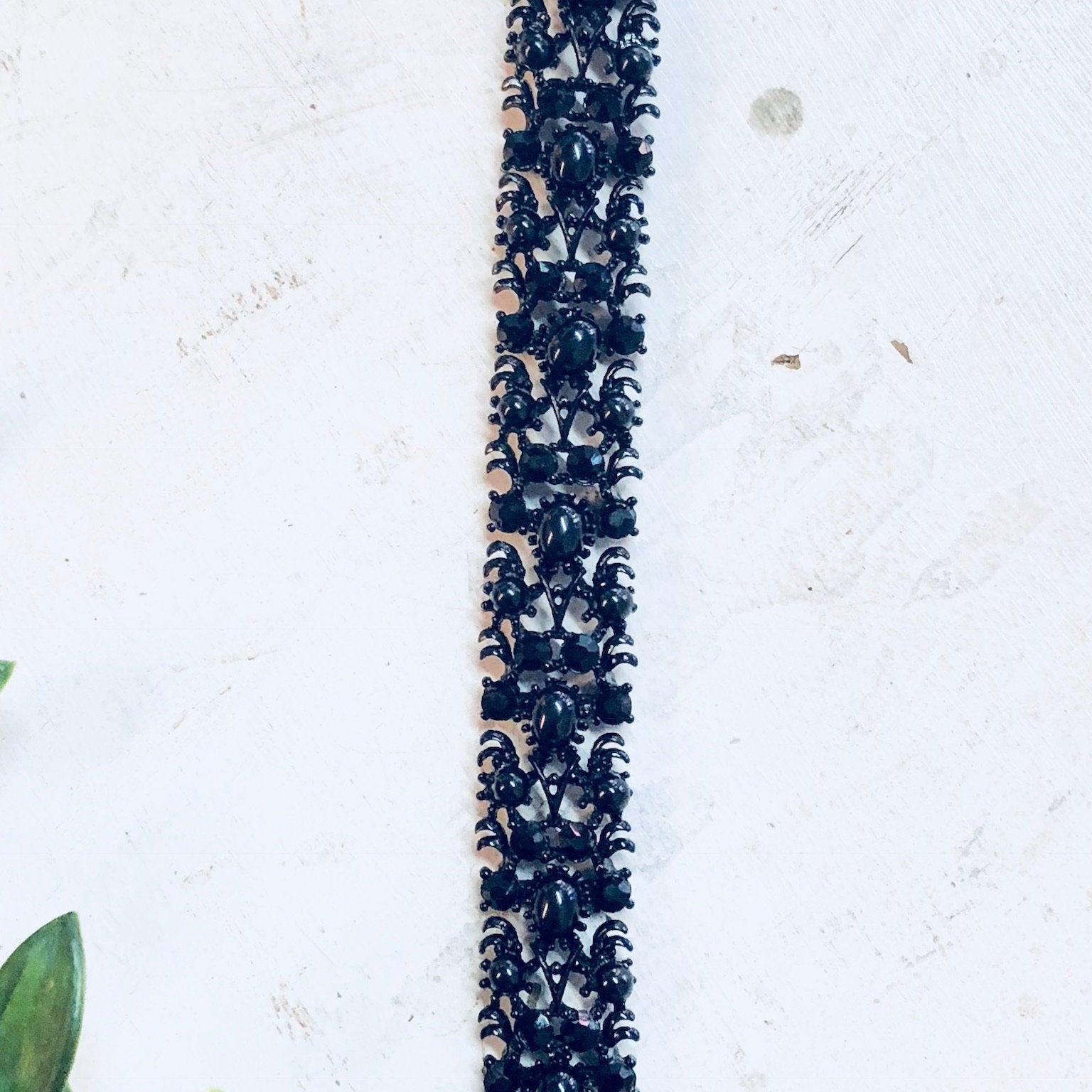 Vintage Bracelet, Weiss Bracelet, Beaded Bracelet, Rhinestone Jewelry, Black Bracelet, Weiss Jewelry, Designer Jewelry, Vintage Jewelry
