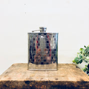 Vintage Flask, Stainless Steel, Vintage Barware, Flask, Booze, Whisky, Spirits, 6 Ounce Flask, Checkered Pattern, Retro, Whiskey Flask