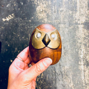 Wooden Owl, Brass Owl, Wood and Brass, Paperweight, Vintage Home Decor, Vintage Figurine, Animal Figurine, Animal Decor, Owl, Bird, Trinket
