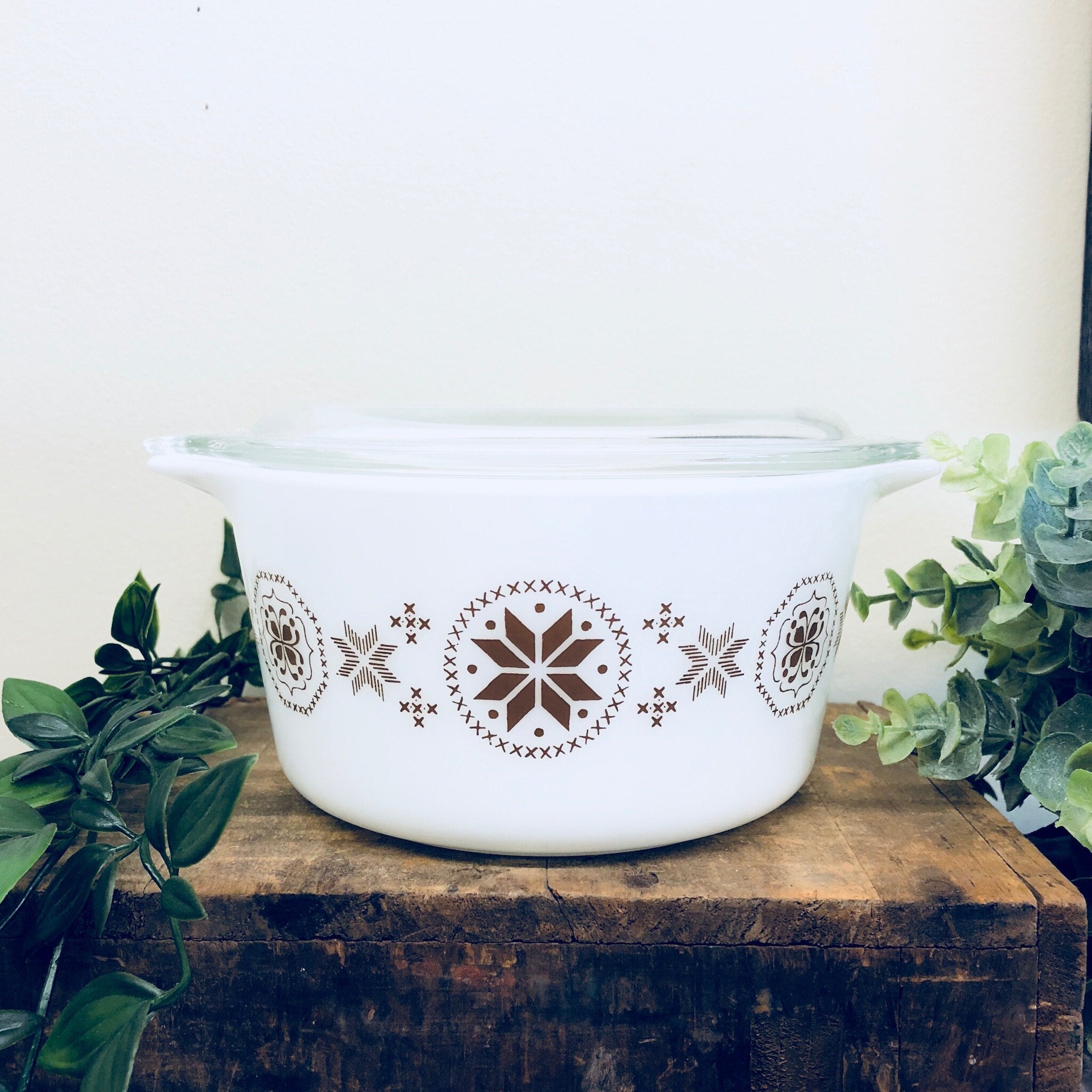 Vintage Pyrex Town and Country 473 Dish Casserole Lidded Midcentury Modern Serving ware Kitchen Baking