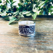 Vintage Silver Ring, Lois Hill Ring, Wide Band, Filagree Design, Eternity Ring, Sterling Silver, Vintage Jewelry, 925, Designer Jewelry,