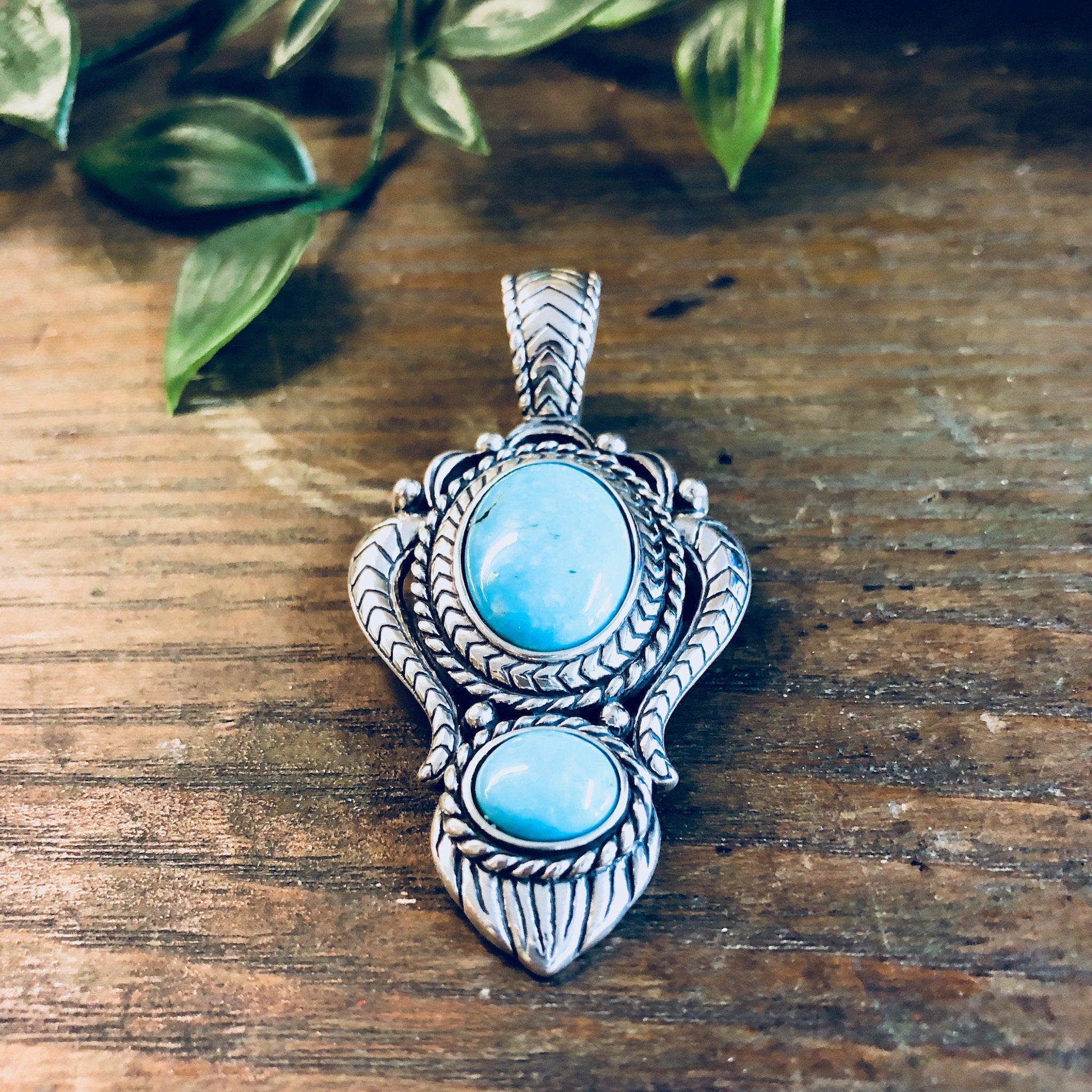 Vintage Silver Pendant, Sterling Silver, Turquoise Pendant, Southwestern, Vintage Jewelry, Vintage Necklace, Blue, Silver, Statement Jewelry