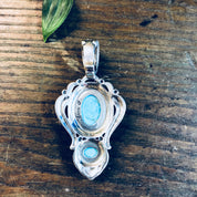 Vintage Silver Pendant, Sterling Silver, Turquoise Pendant, Southwestern, Vintage Jewelry, Vintage Necklace, Blue, Silver, Statement Jewelry