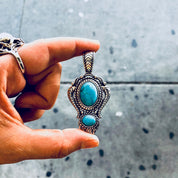 Vintage Silver Pendant, Sterling Silver, Turquoise Pendant, Southwestern, Vintage Jewelry, Vintage Necklace, Blue, Silver, Statement Jewelry