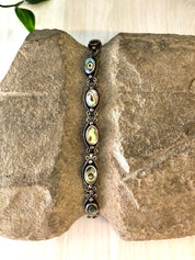 Vintage Silver Bracelet, Abalone Bracelet, Sterling Silver, Vintage Jewelry, Vintage Bracelet, Abalone Jewelry, Link Bracelet, Shell Jewelry