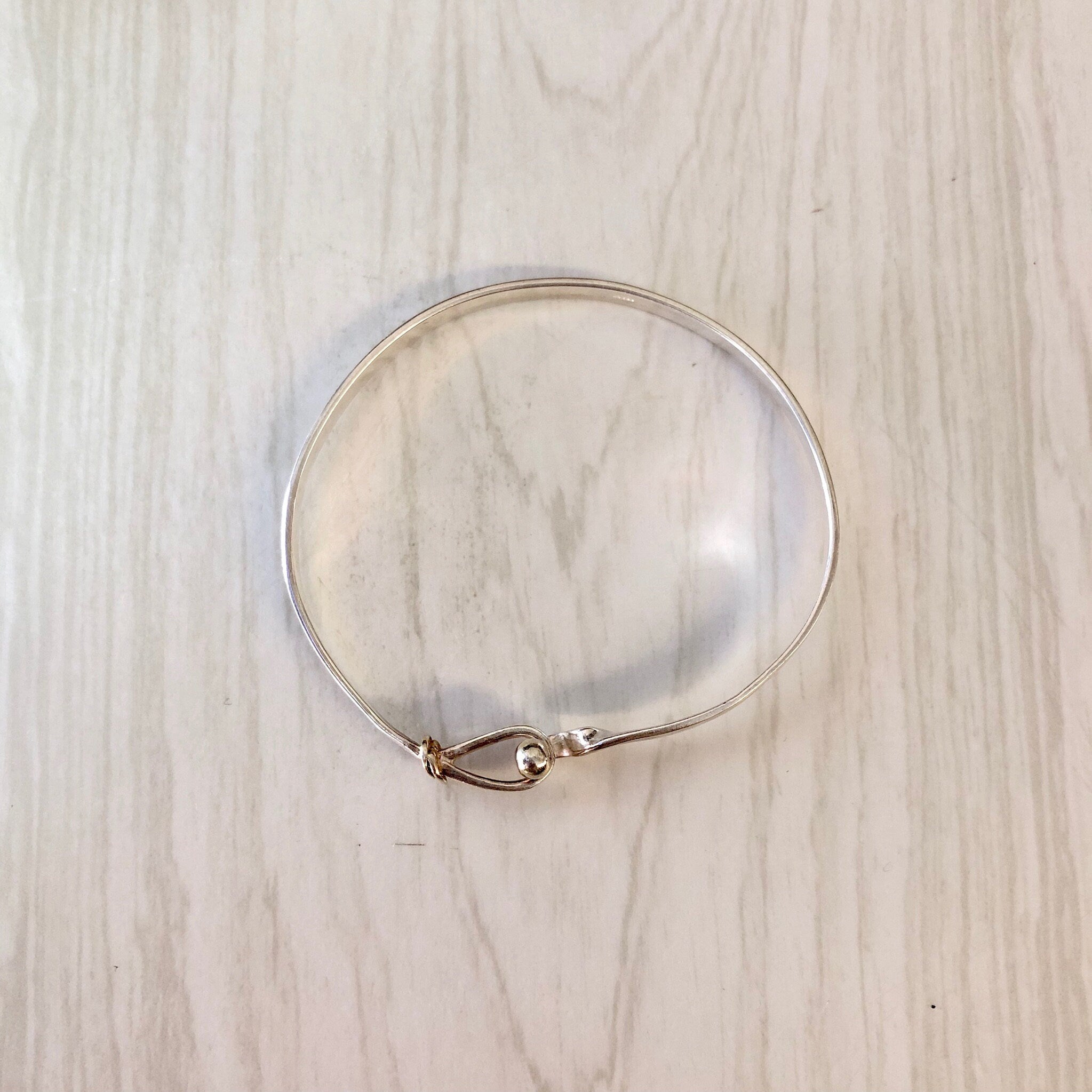 Vintage Silver Bracelet, Bangle Bracelet, Sterling Silver, Vintage Jewelry, Simple Bracelet, Hook Bracelet, Gift for Mom, Mothers Day Gift