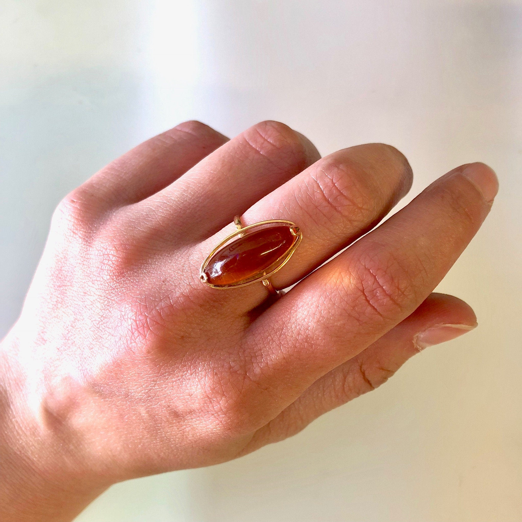 Vintage Gold Ring, Amber Stone, Yellow Gold Ring, Vintage Jewelry, 10 Karat Gold, 10K Gold, Amber Ring, Amber Jewelry, Gold Jewelry